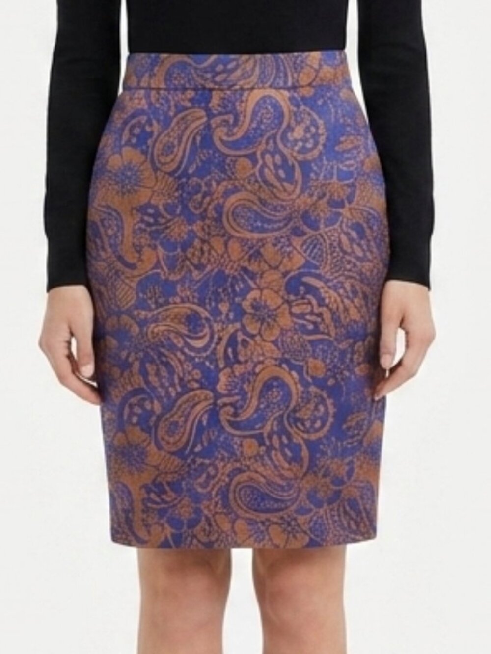 Anne Taylor Loft Paisley/Floral Stretch Cotton Pencil Skirt- Sz. 0